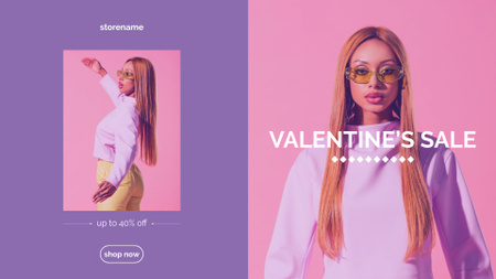 Розпродаж до Дня святого Валентина з молодою афроамериканкою FB event cover – шаблон для дизайну