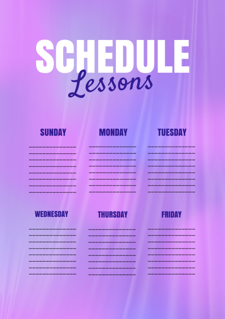 Weekly Schedule of Lessons Schedule Planner Šablona návrhu