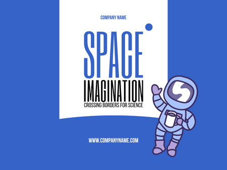 Template di design Space Exhibition with Astronaut Sketch in Orange Poster 18x24in Horizontal