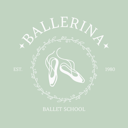 Ballet School Ads with Illustration in Green Logo 1080x1080px Design Template