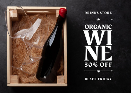 Wine Sale on Black Friday Postcard 5x7in Design Template