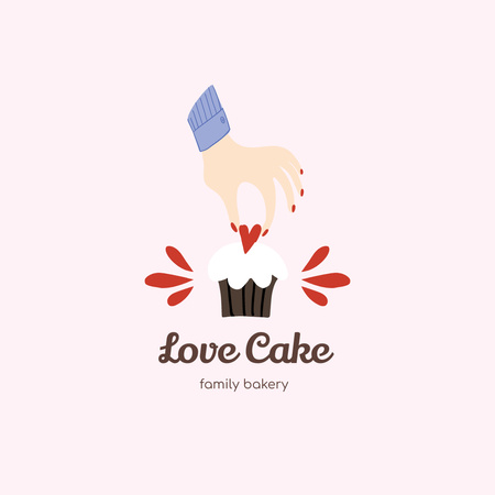Bakery Emblem with Cute Cupcake Logo Design Template