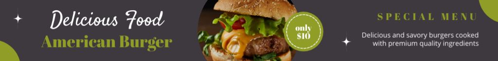 Delicious Food Offer with American Big Burger Leaderboard Tasarım Şablonu
