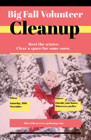Volunteer At Winter Clean Up Event Invitation 5.5x8.5in Design Template
