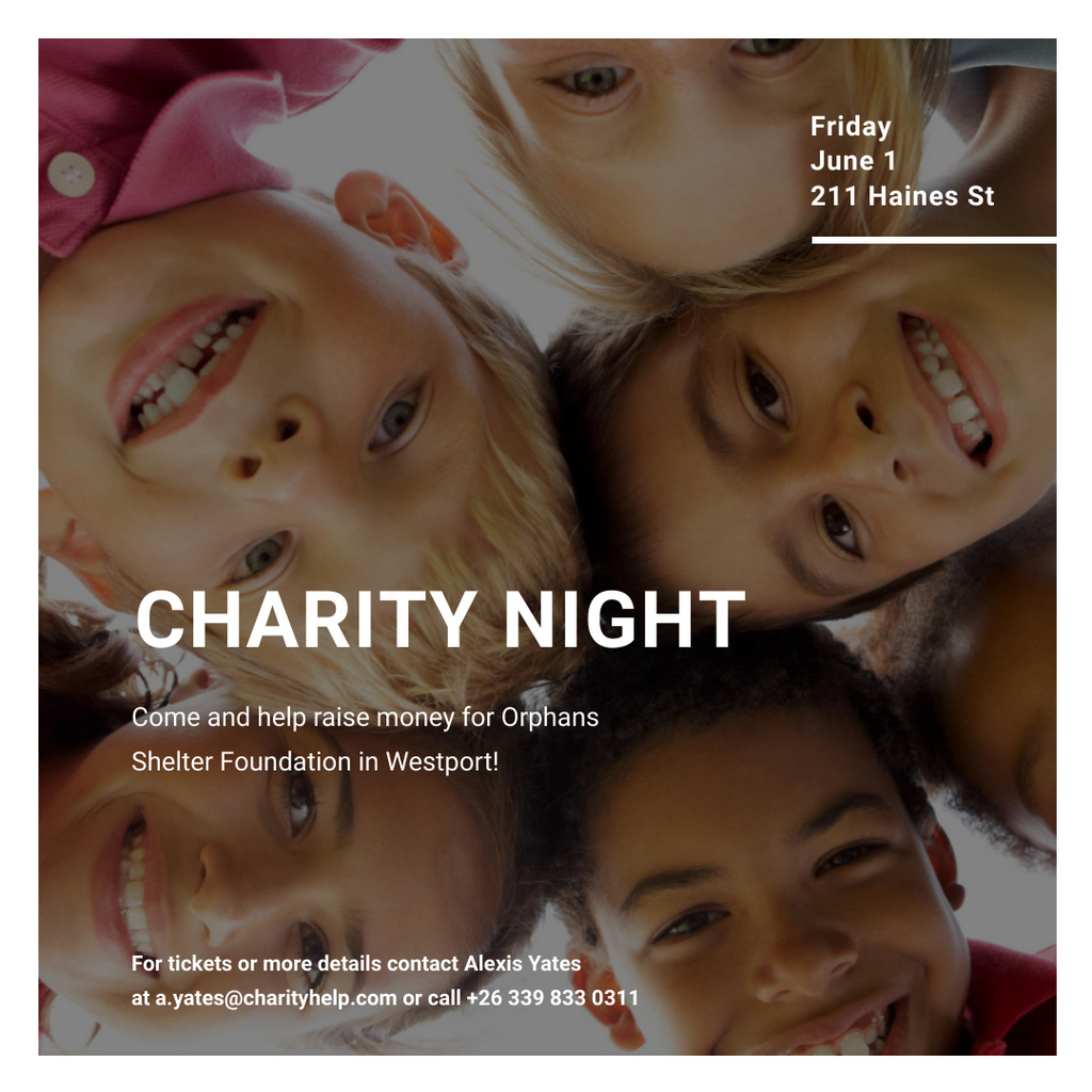 Corporate Altruistic Night For Fundraisings For Children Instagramデザインテンプレート