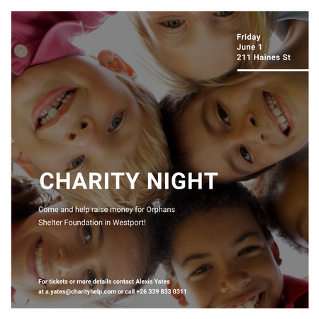 Corporate Altruistic Night For Fundraisings For Children Instagram Design Template