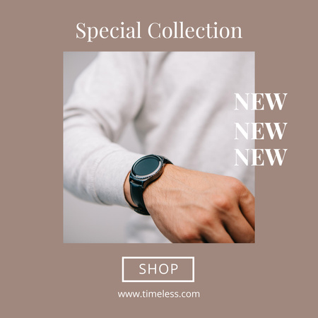 Template di design Sale Announcement with Man in Stylish Watch Instagram