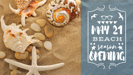Beach opening with Shells on Sand FB event cover Design Template
