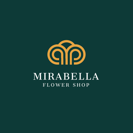 Emblem of Flower Shop on Green Logo 1080x1080pxデザインテンプレート
