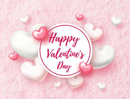 Plantilla de diseño de Deseo de feliz día de San Valentín con un montón de corazones Postcard 4.2x5.5in 