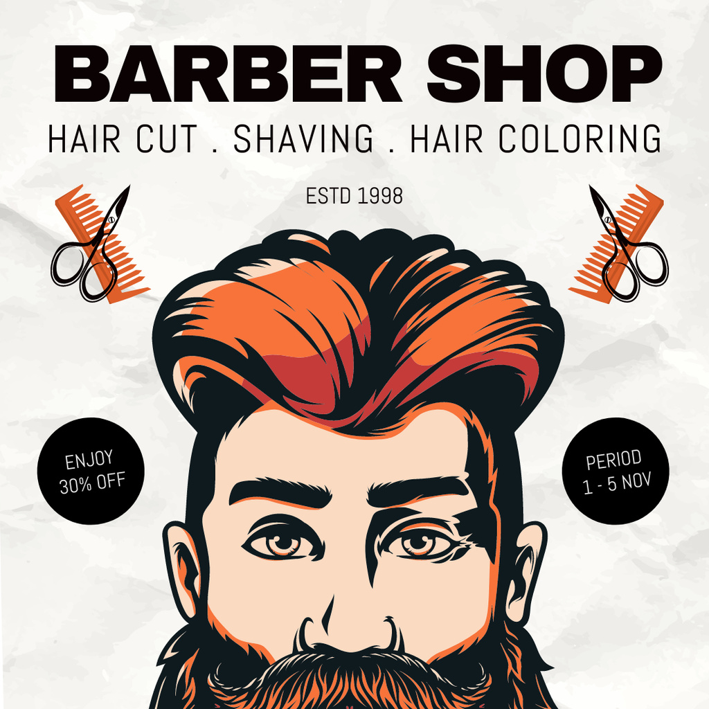 Barber Shop Promotion Instagram Πρότυπο σχεδίασης
