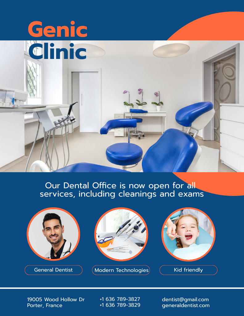 Reliable Dentist Services In Clinic Promotion Poster 8.5x11in Design Template