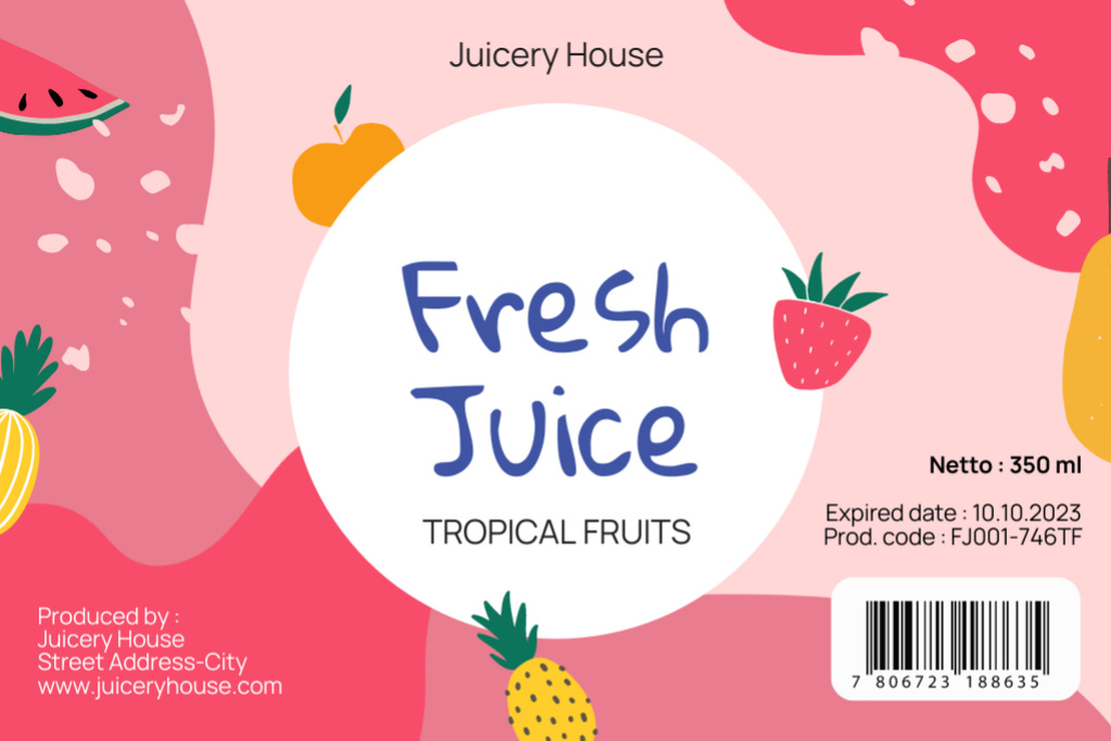 Modèle de visuel Tropical Fruit Juice - Label