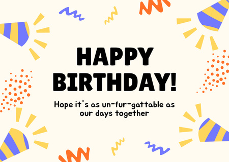 Funny Birthday Wishes with Bright Decor Card Design Template