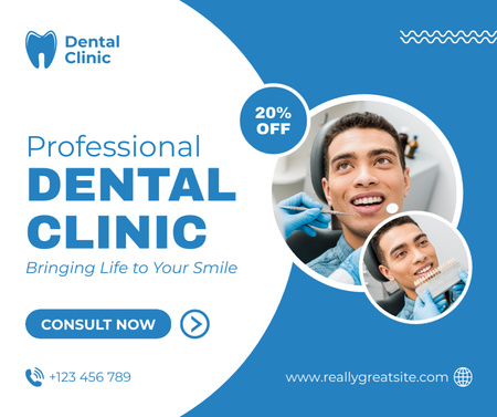 Dental Clinic Ad with Discount Facebook Design Template
