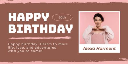 Platilla de diseño Birthday Wishes on Pink and Brown Twitter