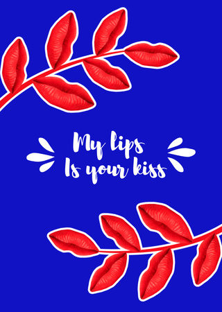 Modèle de visuel Cute Love Phrase With Red Leaves - Postcard A6 Vertical
