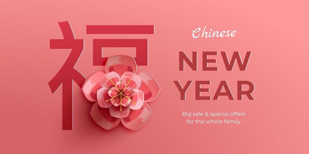 Chinese New Year Holiday Celebration in Pink Twitter Tasarım Şablonu