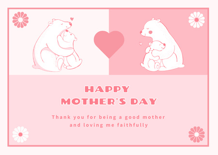 Mother's Day Greeting with Cute Animals Card Design Template