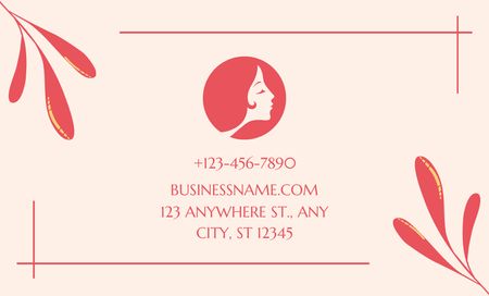 Beauty Salon Simple Offer on Red Business Card 91x55mm Design Template