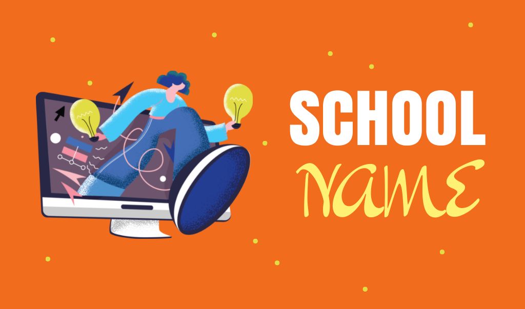 School Apply Announcement with Illustration of Student Business card tervezősablon