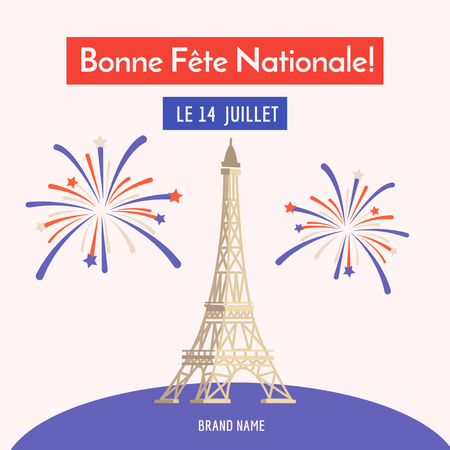 Hyvää Bastille-päivän juhlaa Instagram Design Template