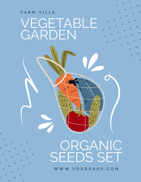 Illustration of Fresh Vegetables in Eco Bag Poster 8.5x11in Tasarım Şablonu