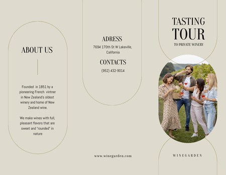 Platilla de diseño Wine Tasting Announcement with People in Garden Brochure 8.5x11in
