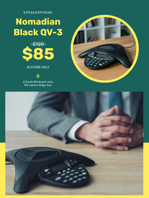 Template di design Gadget Store Offer with Man and Speakerphone Poster US