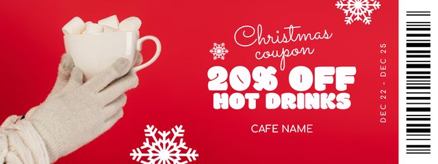 Hot Drinks Special Offer on Christmas Couponデザインテンプレート