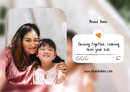 Happy Mother Hugging Smiling Daughter Poster A2 Horizontal Design Template