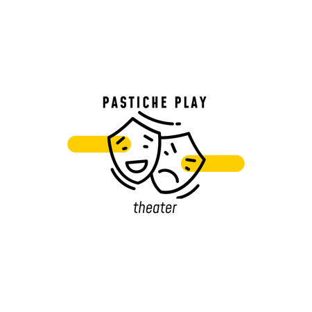 Play Announcement with Theatrical Masks Logo Design Template
