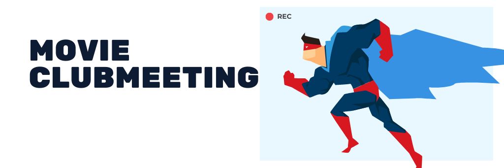 Designvorlage Movie Club Meeting Man in Superhero Costume für Email header