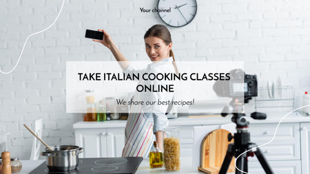 aulas de culinária italiana online Youtube Thumbnail Modelo de Design