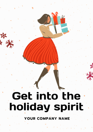  Young Girl Carrying Christmas Gifts Flyer A7 Design Template
