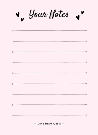 Personal Planner with Hearts Illustration Notepad 4x5.5in Design Template