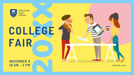 Students at College Fair FB event cover Design Template