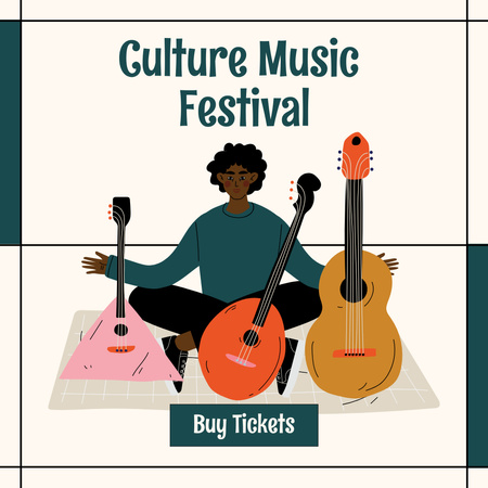 Jegyek értékesítése a Kulturális Zenei Fesztiválra Instagram AD tervezősablon
