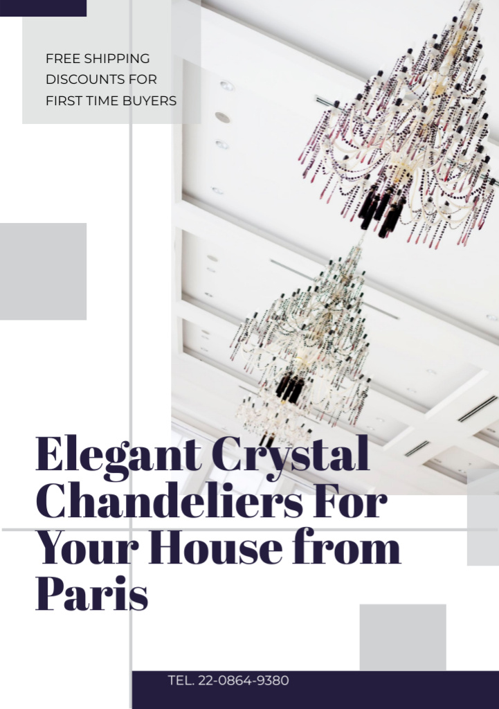 Elegant Crystal Chandeliers For Houses Offer Flyer A5 tervezősablon