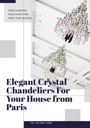 Offer of Crystal Chandeliers Flyer A5 Design Template