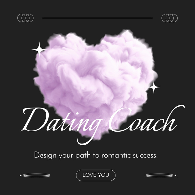 Ontwerpsjabloon van Animated Post van Love Coach Services Offer with Heart Shaped Cloud