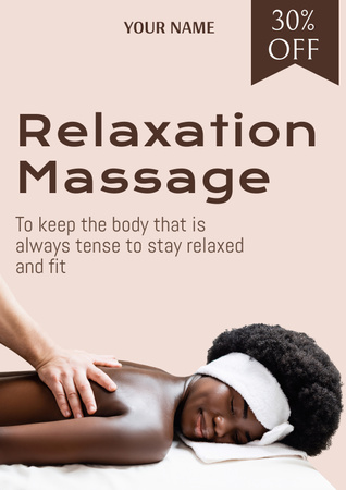 Smiling African American Woman Enjoying Massage at Spa Poster – шаблон для дизайну