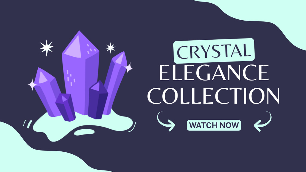 Crystals Sale Offer on Blue Youtube Thumbnail Design Template