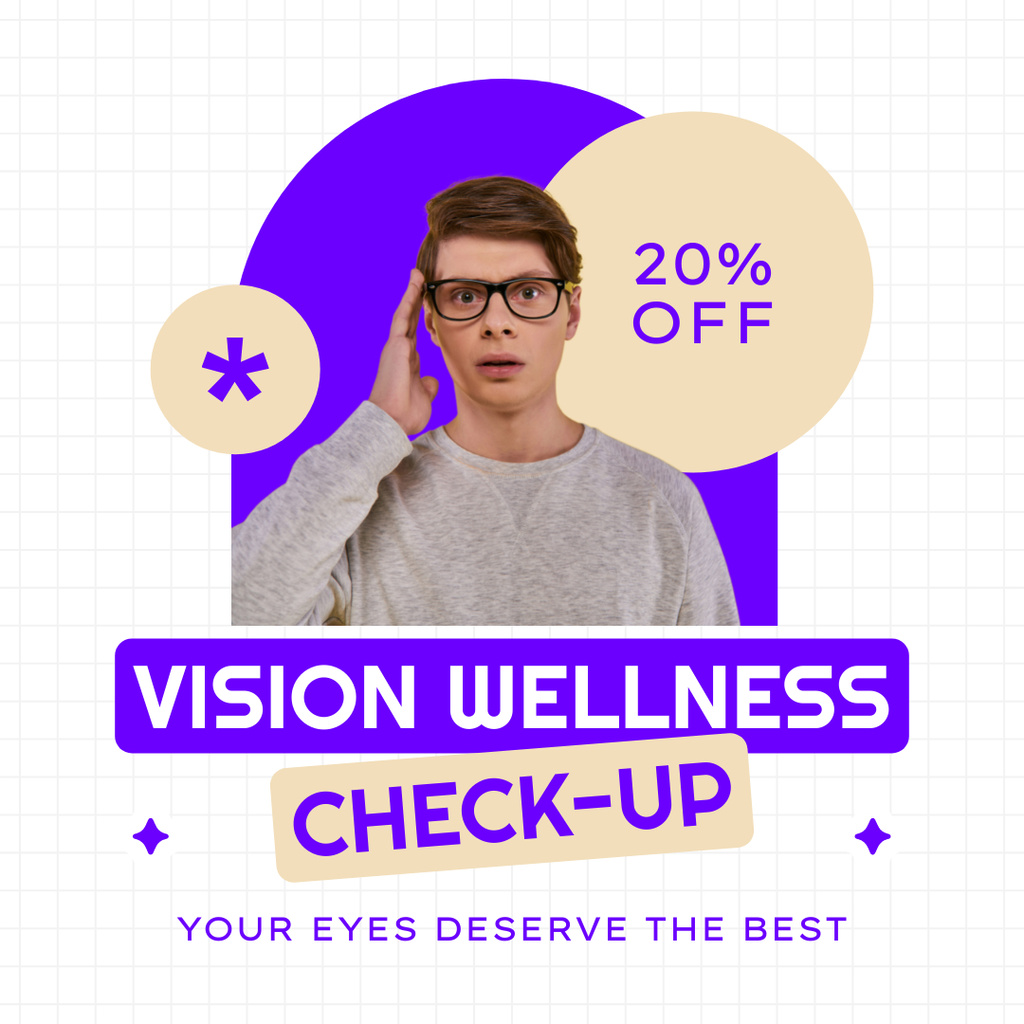 Vision Wellness Check-Up with Discount Instagram ADデザインテンプレート