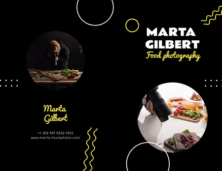 Designvorlage Food Photographer Services Offer with Dish Compositions für Brochure 8.5x11in Bi-fold