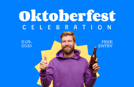 Oktoberfest Kutlamasına Ücretsiz Giriş Thank You Card 5.5x8.5in Tasarım Şablonu