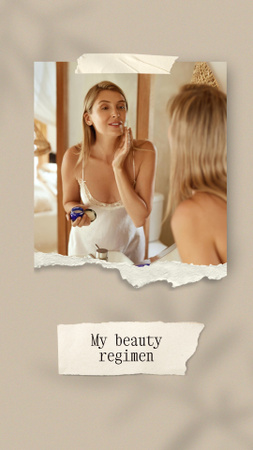 Modèle de visuel Beauty Ad with Woman applying Cream - Instagram Video Story