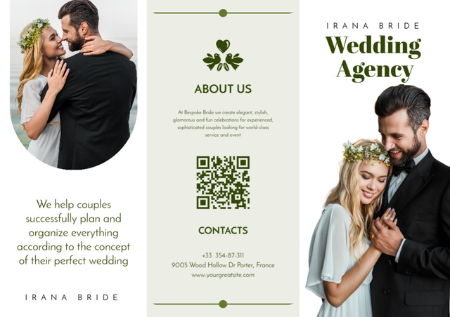 Offer of Wedding Agency with Beautiful Loving Couple Brochure Tasarım Şablonu