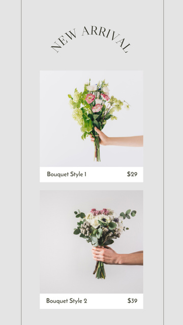 Designvorlage New Arrival of Bouquets für Instagram Story