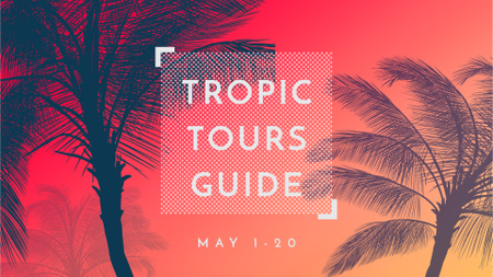 Summer Trip Offer Palm Trees in red FB event cover Design Template